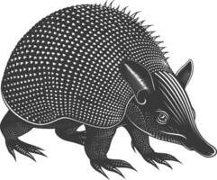 silhouette armadillo animale nero colore solo pieno corpo vettore