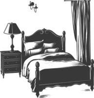 silhouette Camera da letto a casa attrezzatura nero colore solo vettore
