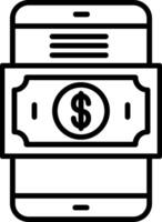 icona della linea di pagamento mobile vettore