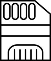 icona della linea della scheda di memoria vettore