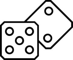 icona della linea dei dadi vettore