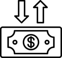 icona della linea della banconota da un dollaro vettore