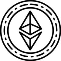 Ethereum moneta linea icona vettore