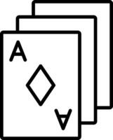 icona della linea di carte da poker vettore