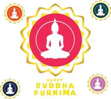 contento Budda purnima buddismo vettore