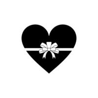 cuore forma, amore icona simbolo con nastro silhouette, semplice e piatto stile, può uso per logo grammo, arte illustrazione, decorazione, ornato, app, pittogramma, San Valentino giorno, o grafico design elemento vettore