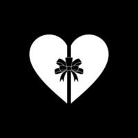 cuore forma, amore icona simbolo con nastro silhouette, semplice e piatto stile, può uso per logo grammo, arte illustrazione, decorazione, ornato, app, pittogramma, San Valentino giorno, o grafico design elemento vettore