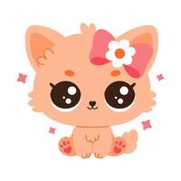 cartone animato kawaii gatto o gattino. carino bambino animale. piatto illustrazione isolato su bianca sfondo. figli di Stampa. vettore