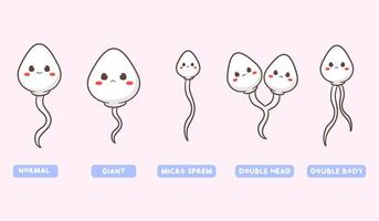 anormale sperma illustrazione. carino sperma cartone animato carattere. salutare e malsano sperma cellule. Salute concetto design vettore