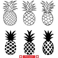 tropicale giubileo dinamico ananas silhouette per festivo disegni vettore