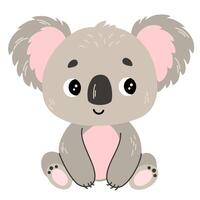 carino cartone animato koala. infantile illustrazione piatto stile. seduta koala orso. per manifesto, saluto carta, bambino design. vettore