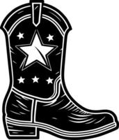 cowboy stivale - nero e bianca isolato icona - illustrazione vettore
