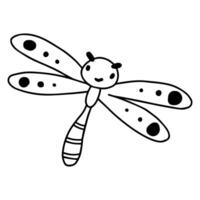 libellula scarabocchio schema disegno. semplice nero linea. vettore