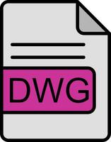 dwg file formato linea pieno icona vettore