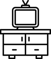 icona della linea del tavolo tv vettore