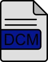 DCM file formato linea pieno icona vettore