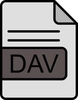 dav file formato linea pieno icona vettore