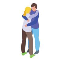Abbracciare una persona coppia icona isometrico . strada all'aperto persone vettore