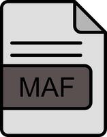 maf file formato linea pieno icona vettore