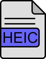 heic file formato linea pieno icona vettore