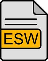 esw file formato linea pieno icona vettore