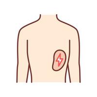 icona del colore della milza malata. organo umano dolente. malattia delle persone. sistema linfatico malsano. parte interna del corpo malata. sistema immune. illustrazione vettoriale isolato