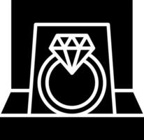 icona del glifo con anello di diamanti vettore