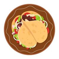 Due messicano tacos con Riempimento su un' piatto vettore