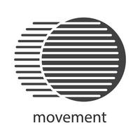 icona del glifo con movimento. simbolo di sagoma. concetto di movimento dinamico. spazio negativo. illustrazione vettoriale isolato