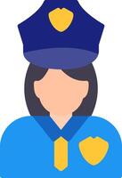 polizia donna piatto icona vettore