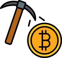 bitcoin estrazione linea pieno icona vettore