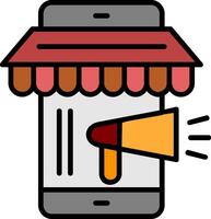 mobile marketing linea pieno icona vettore