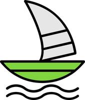 windsurf linea pieno icona vettore