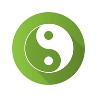 icona del glifo con ombra lunga design piatto yin yang. illustrazione di sagoma vettoriale