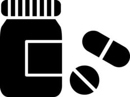 icona del glifo con bottiglia di pillole vettore