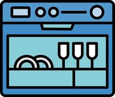 lavastoviglie linea pieno icona vettore