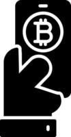 pagare bitcoin glifo icona vettore