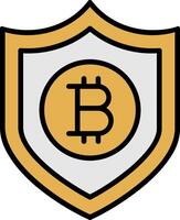 bitcoin sicuro linea pieno icona vettore
