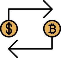 bitcoin scambio linea pieno icona vettore