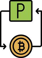 bitcoin paypal linea pieno icona vettore