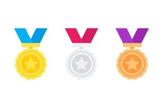 medaglie, oro, argento, bronzo ricompensa, icone su bianco vettore