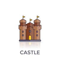 castello, fortezza, vettore, icona, su, white vettore
