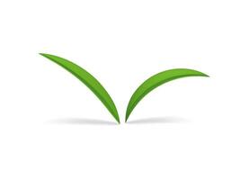 verde eco erba Due curvo le foglie stelo biologico natura botanico fiorire 3d icona realistico vettore