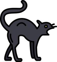 nero gatto linea pieno icona vettore
