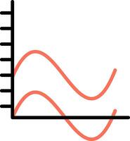 onda grafico linea pieno icona vettore