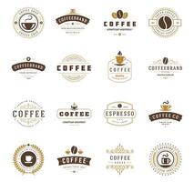 caffè negozio loghi, badge e etichette design elementi impostato vettore