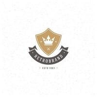 re corona logo modello. design elemento Vintage ▾ stile per logotipo, etichetta, distintivo, emblema vettore