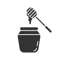 vasetto di miele con icona del glifo con mestolo. simbolo di sagoma. spazio negativo. illustrazione vettoriale isolato