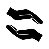 icona del glifo di carità. simbolo di sagoma. donazione. zakat islamica. aiutando le mani. elemosina. spazio negativo. illustrazione vettoriale isolato