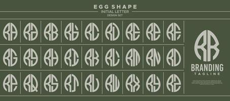collezione di cibo uovo forma iniziale lettera r rr logo design vettore